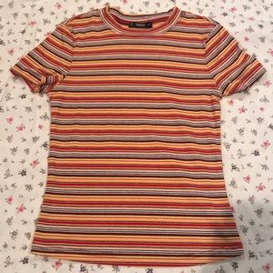 Short Sleeve Red/Orange/Yellow/White Top